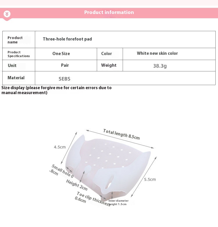 Title 3, Three-hole Pinch Front Pad Hallux Valgus Toe Se...