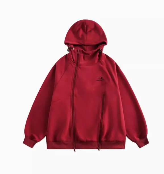 Original Design Niche Oblique Zipper Cardigan Coat Outerwear Red - Shop at LoveMi