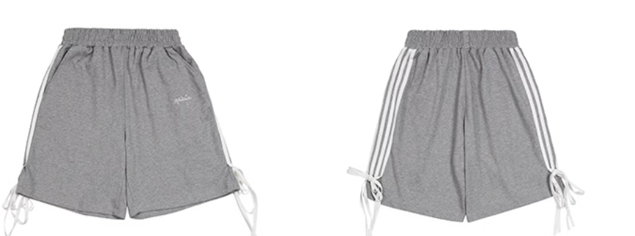 Loose Leisure Sports Suit Patchwork Stripes Shorts Cropped Pants Two-piece Set