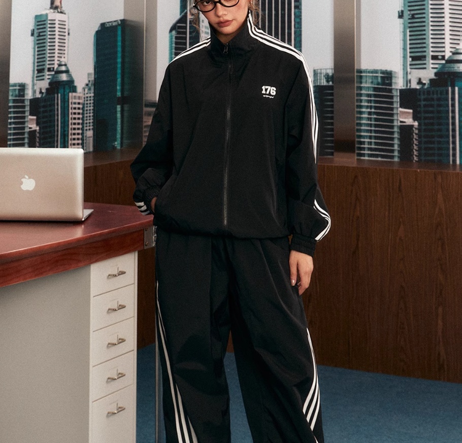 Jacket Coat Women's Two-piece Set Spring And Autumn Leisure Wide Leg Mop Pants Sports Suit