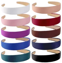 Color Elegant Headband Solid Color Baidu Headband Wide Fabric High Skull Top Headband - 10Pcs - View 1