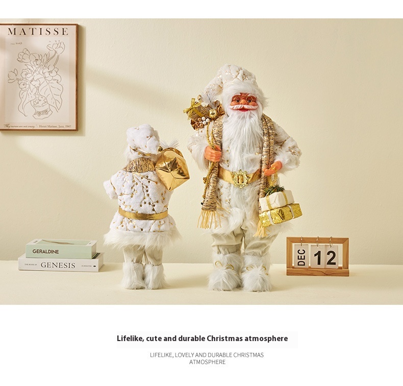 Title 6, Golden Santa Claus Ornaments Home Decorations