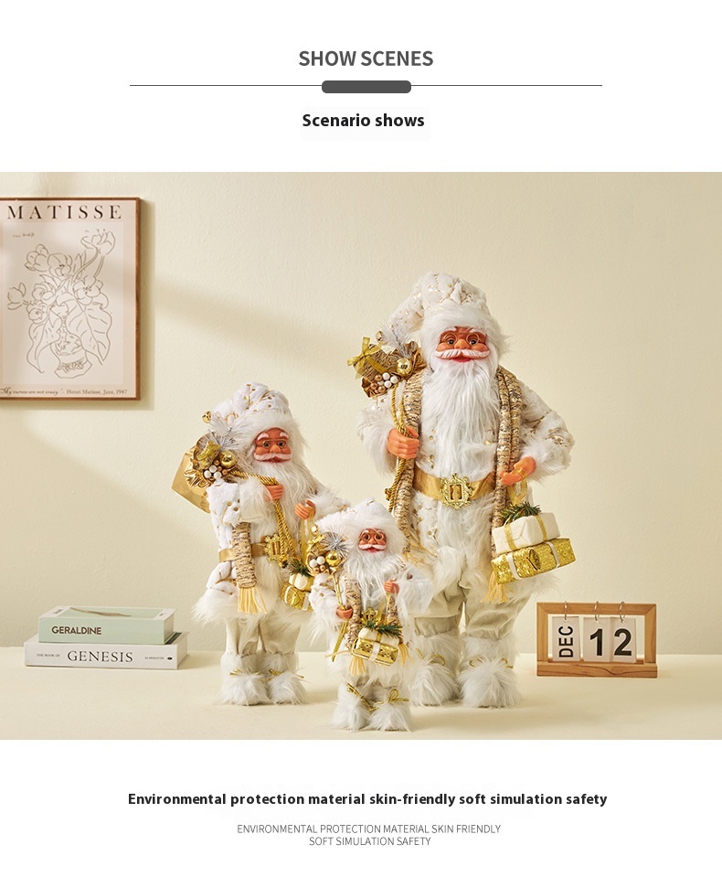 Title 3, Golden Santa Claus Ornaments Home Decorations