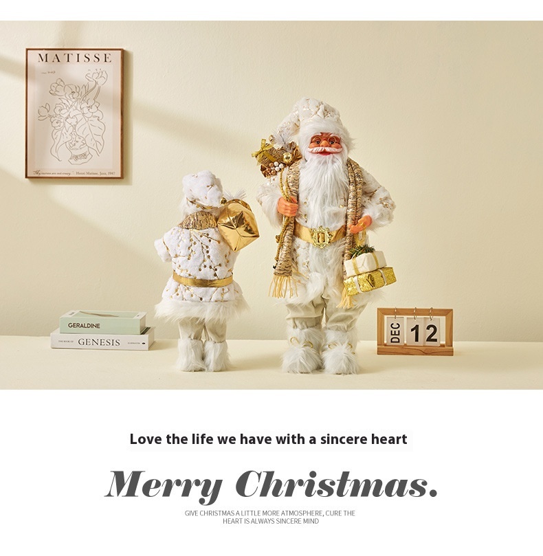 Title 4, Golden Santa Claus Ornaments Home Decorations