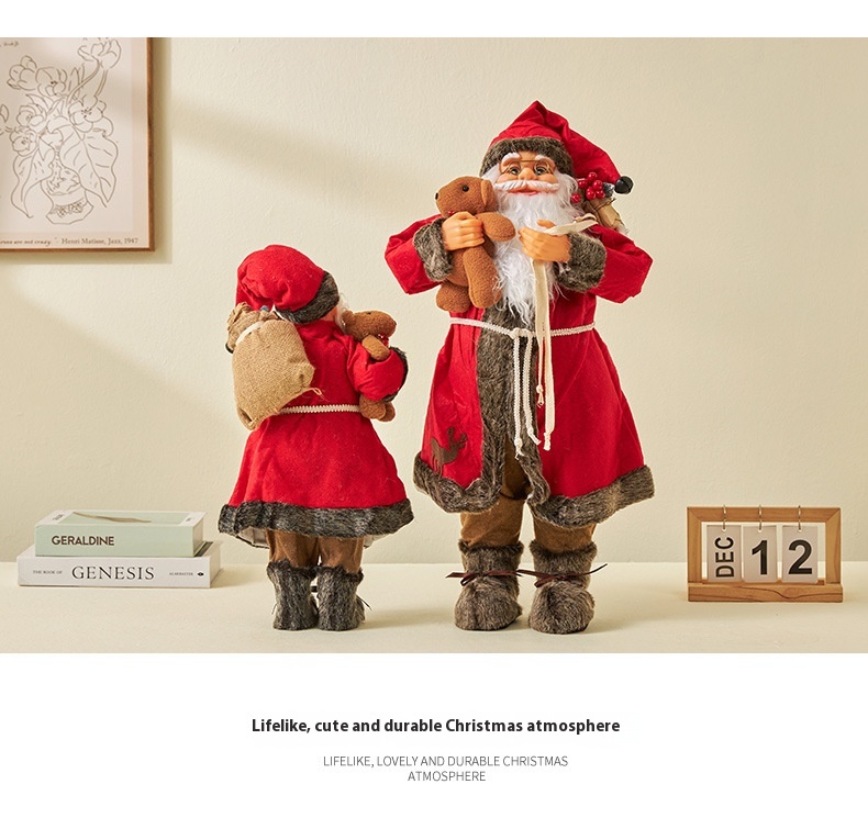 Title 3, Classic Red Clothes Santa Doll Show Window Deco...