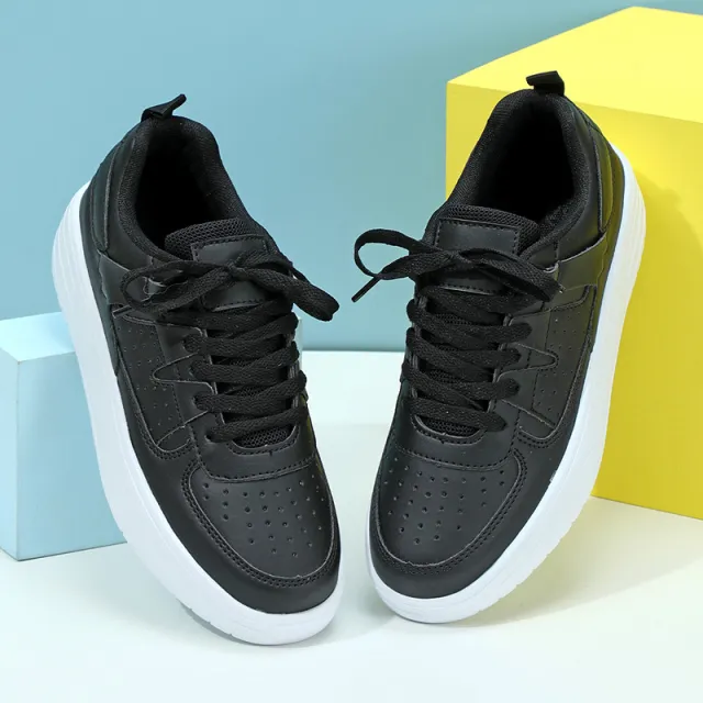 Platform Sneakers Soft Bottom Comfortable Sports Black - Shop at LoveMi