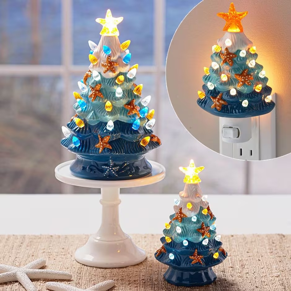 Title 1, Ceramic Starfish Decorative Luminous Tree LED D...