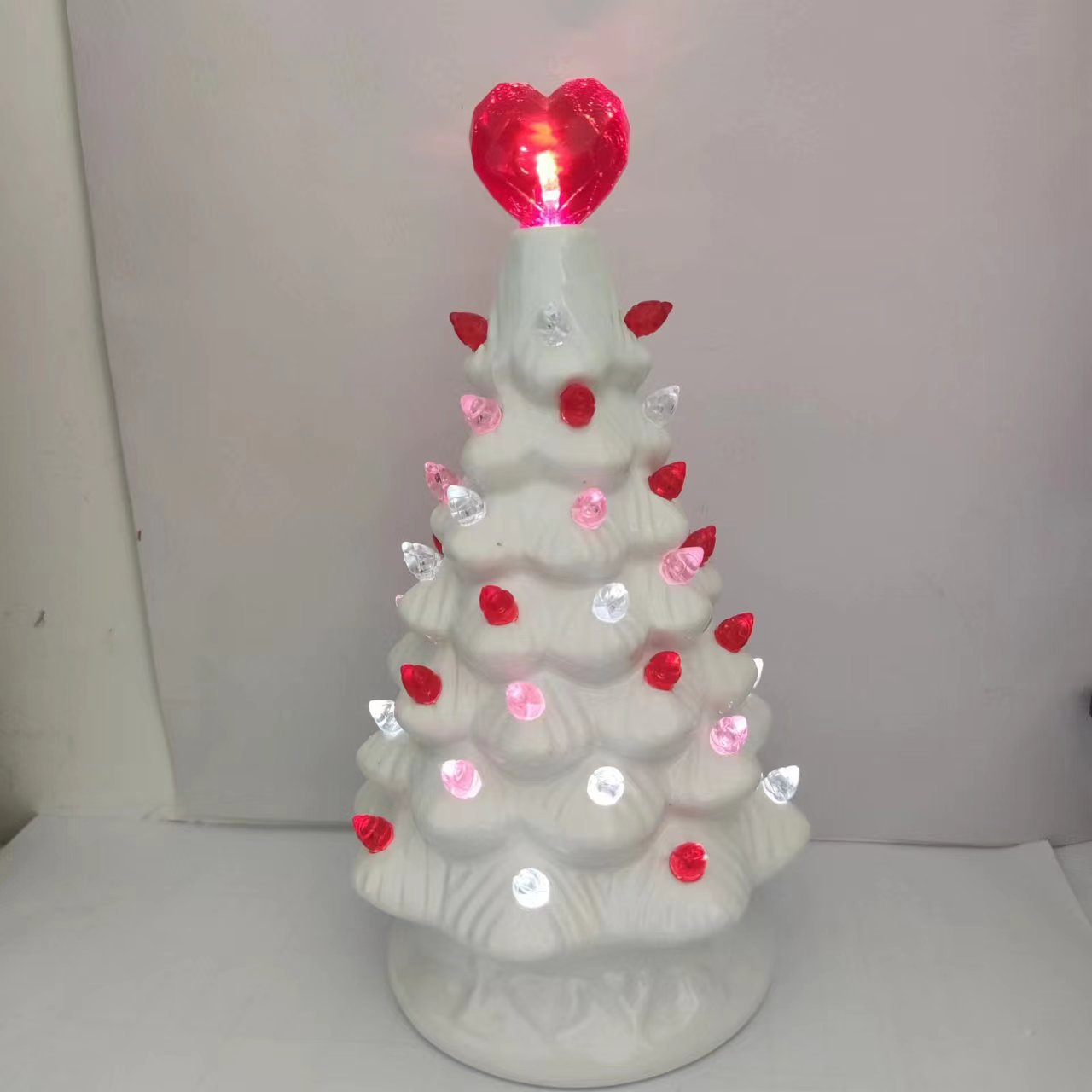 Title 2, White Ceramic Tree Ornament With LED Light Crea...