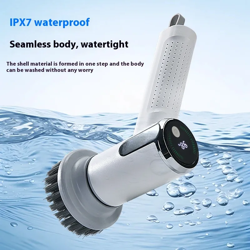 Multifunctional Smart Display Electric Cleaning Brush Wireless Kitchen Sink Cleaning Brush Waterproof Electric Pot Brush Cleaning Tool – image 4