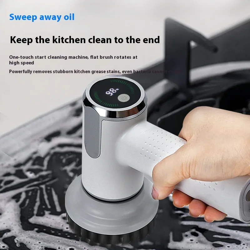 Multifunctional Smart Display Electric Cleaning Brush Wireless Kitchen Sink Cleaning Brush Waterproof Electric Pot Brush Cleaning Tool – image 2