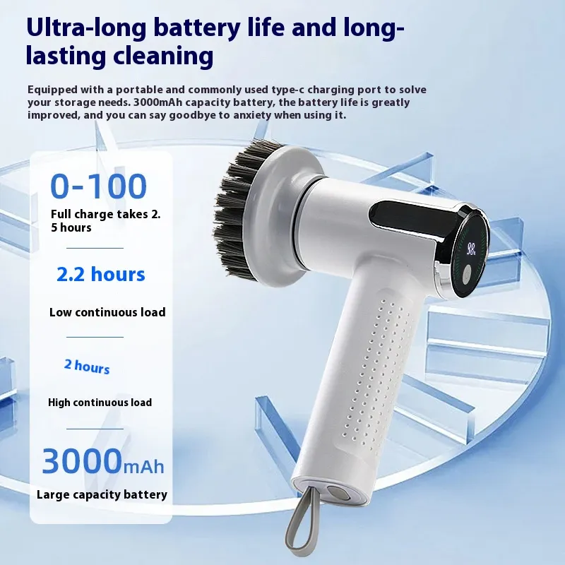 Multifunctional Smart Display Electric Cleaning Brush Wireless Kitchen Sink Cleaning Brush Waterproof Electric Pot Brush Cleaning Tool – image 3