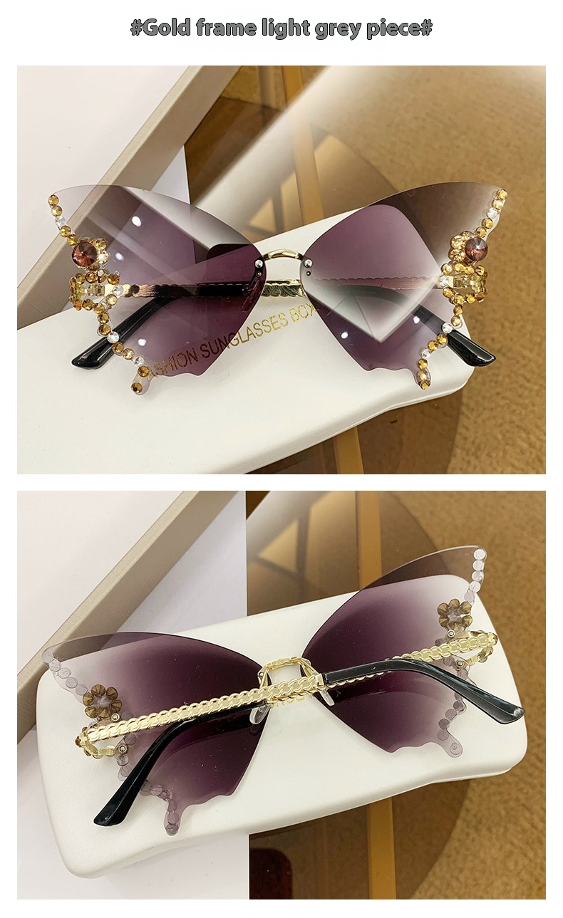 Title 10, Randlose Diamant-Sonnenbrille in Schmetterlings...