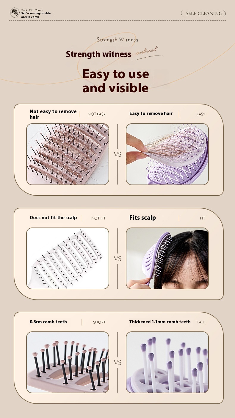 Title 9, Self-cleaning Vent Comb Wet And Dry Portable Ma...