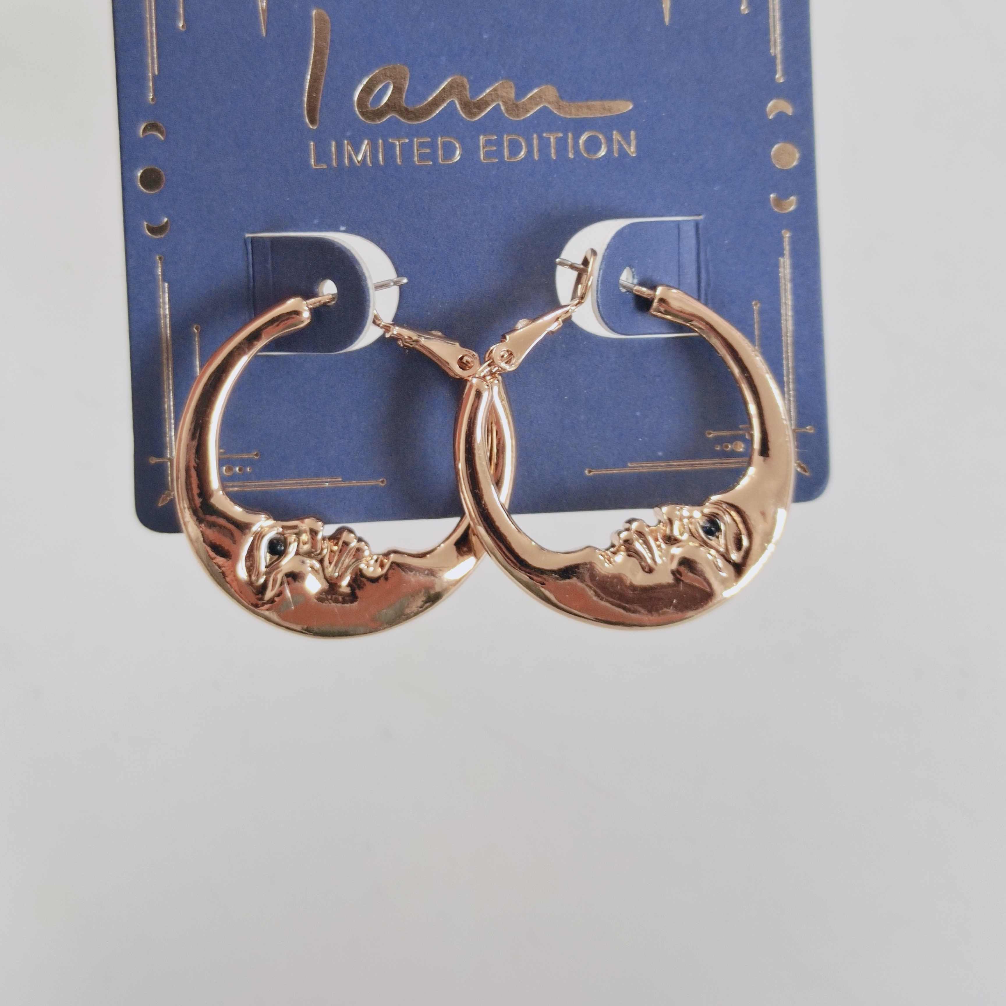 Copper Plated Real Gold Retro Moon Earrings