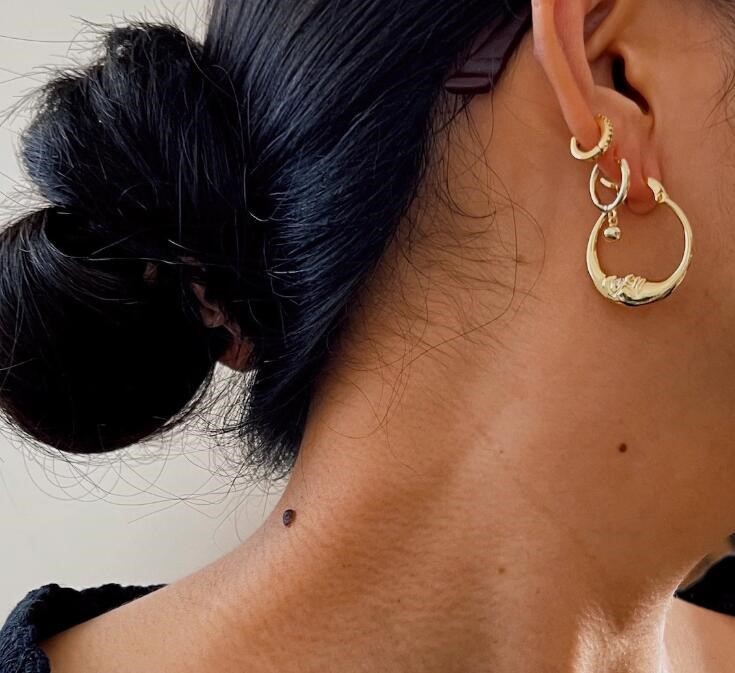 Circle Face Moon Metal Alloy Earrings