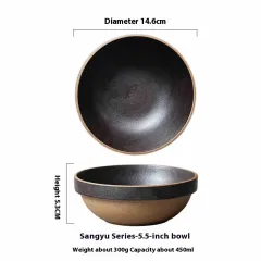 Pottery Clay Creative Large Bowl Salad Ramen Bowl - 5.5Inch Bowl - View 1
