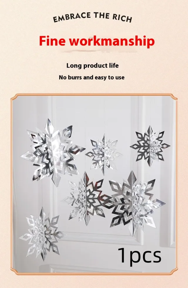 Christmas Decorations 3D Mini Flag Scene Show Window Pendant Silver 1Pcs - Shop at LoveMi