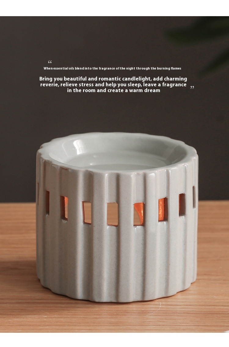 Title 4, Light Gray Vertical Pattern Ceramic Fragrance Lamp