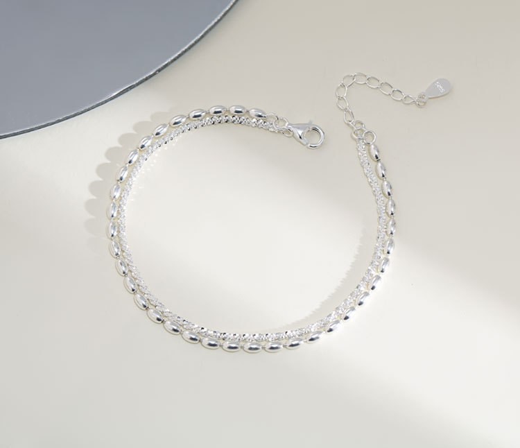 S925 Silver Beans Starry Double-layer Bracelet Personality