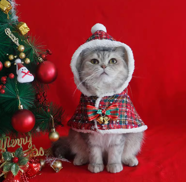 Plaid Christmas Hooded Cloak