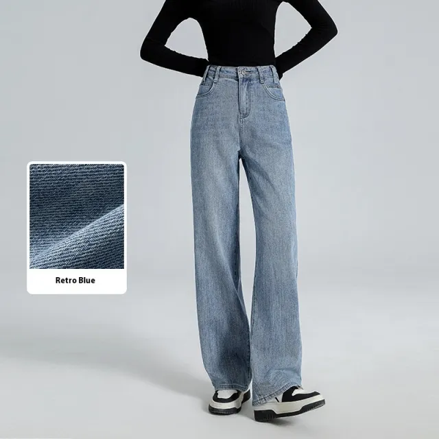 Three color New Mint Green Stretch All matching Wide leg Jeans Blue - Shop at LoveMi