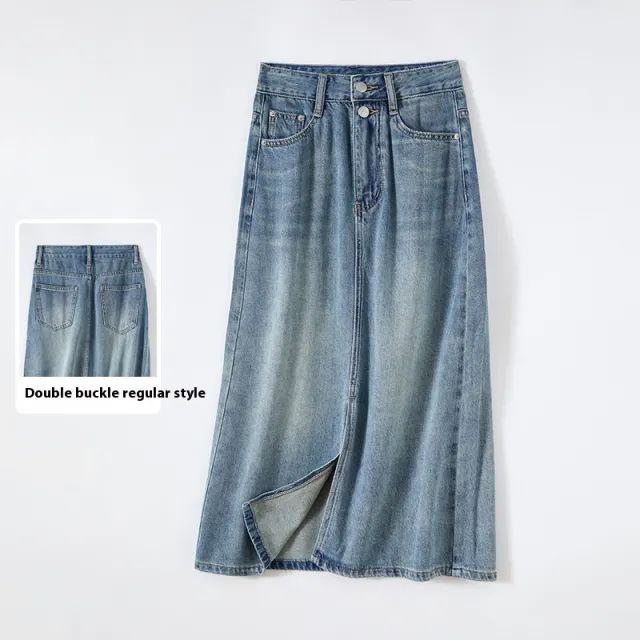 Thin Loose Distressed High Waist Slit Midi Dress Blue Regular - Shop at LoveMi