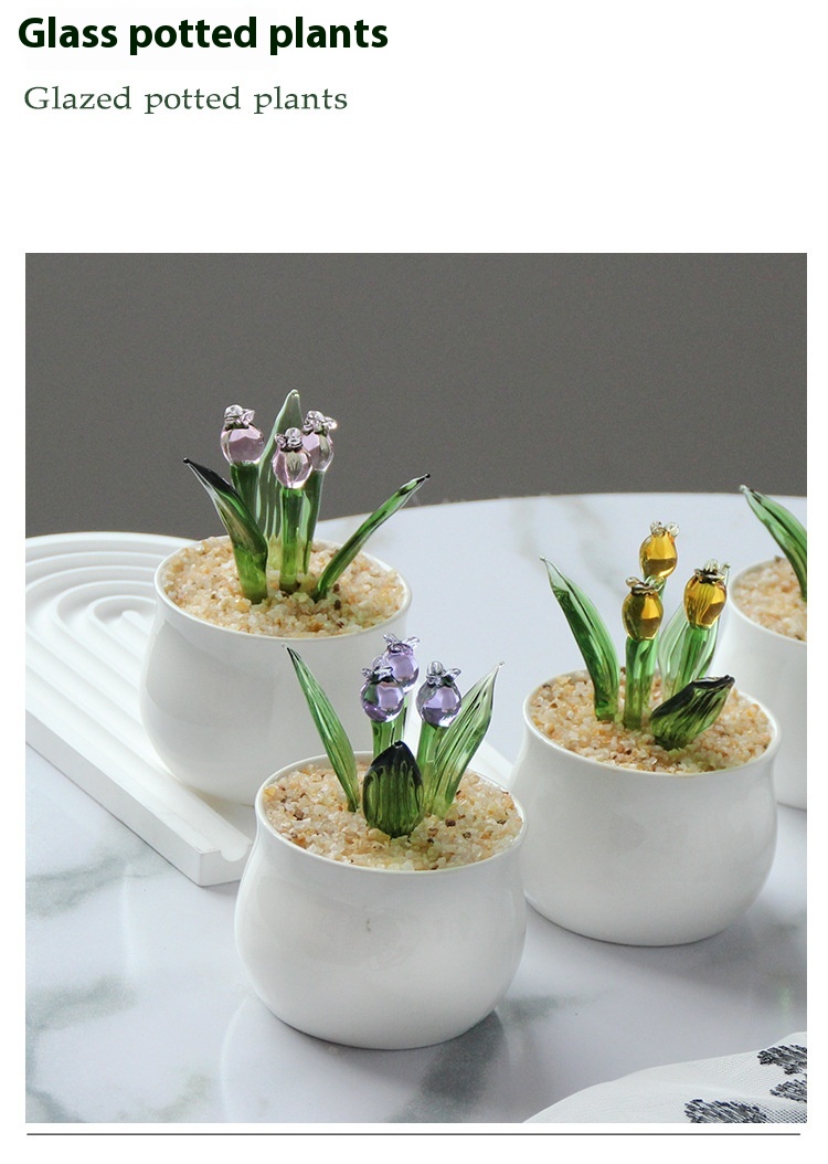 Title 6, Glass Tulip Fake Flower Decoration Gift Living ...