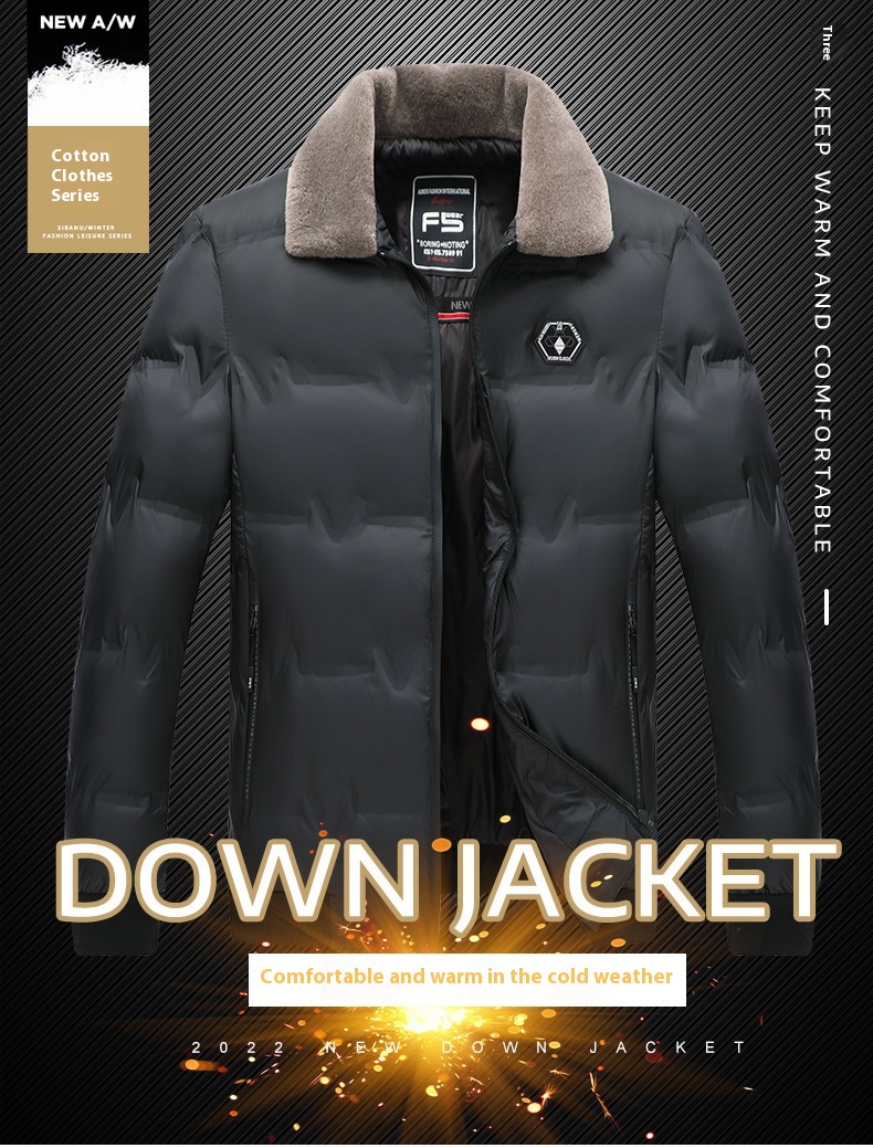 Winter Men's Warm Down Coat - Back View