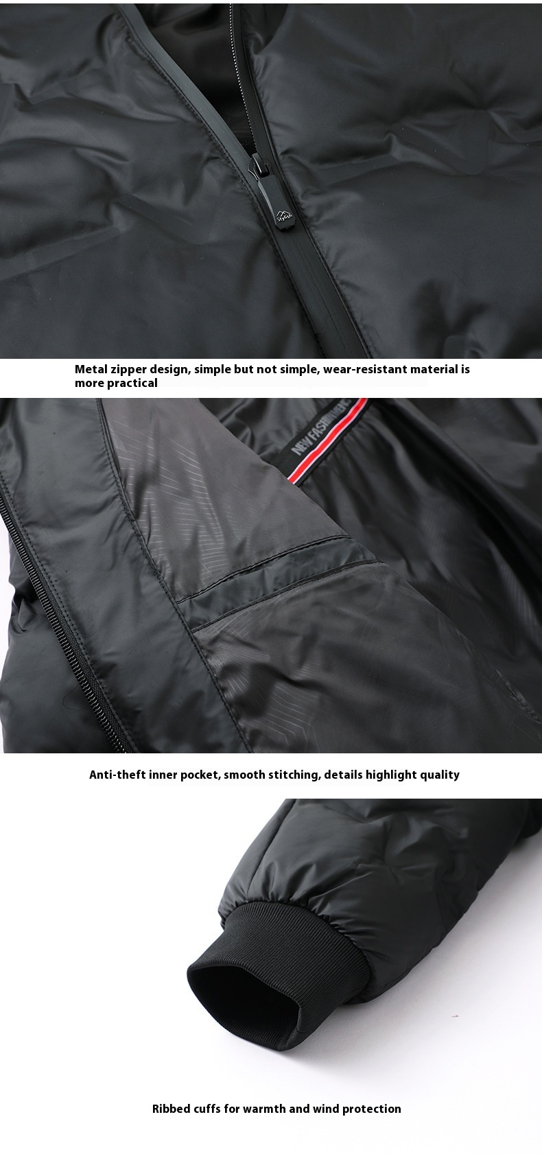 Winter Men's Warm Down Coat - Close Up