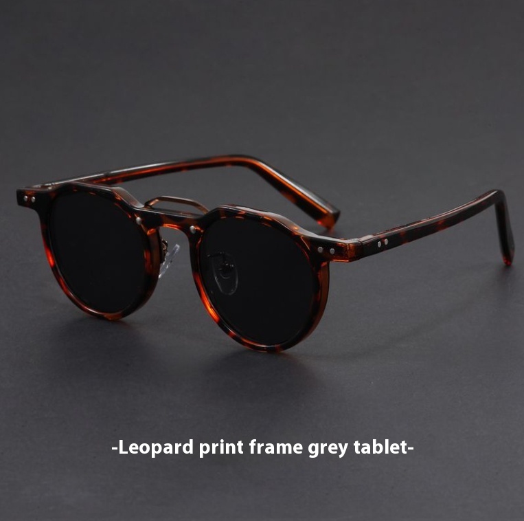 Leopard print framed grey shee