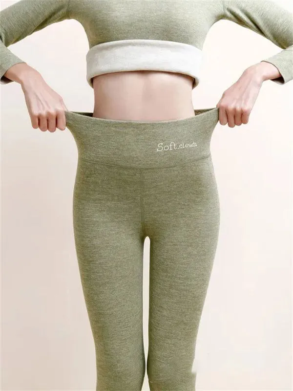 Women's Outer High Waist Hip Lift Leggings Fleece lined Shark Pants Light Green - Shop at LoveMi