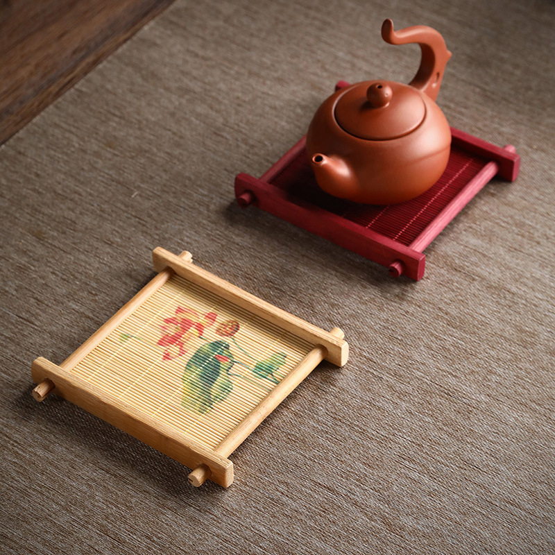 Title 8, Bamboo Square Well-shaped Coaster Tea Pot Base ...