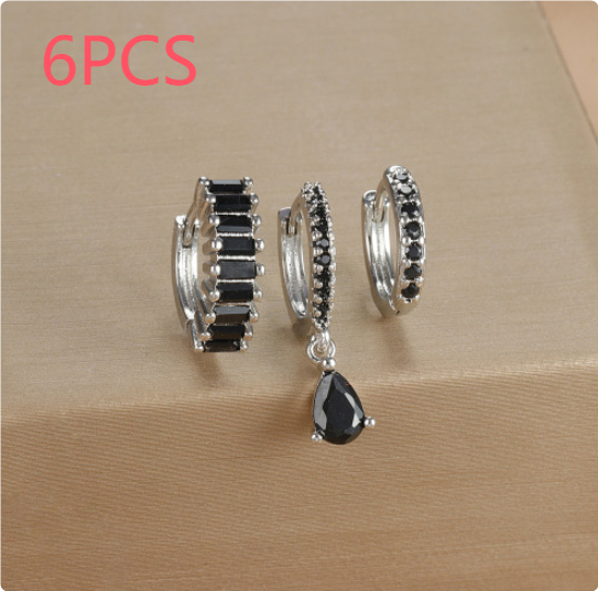 E1575 Silver Black 6PCS