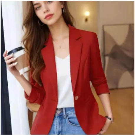 Temperament Office Wear Sense Fashion Slim fitting Suit Top Red - Shop at LoveMi