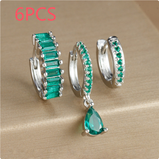 E1575 Silver Green 6PCS