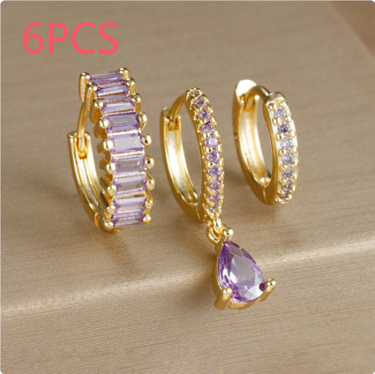 E1575 Gold Purple 6PCS