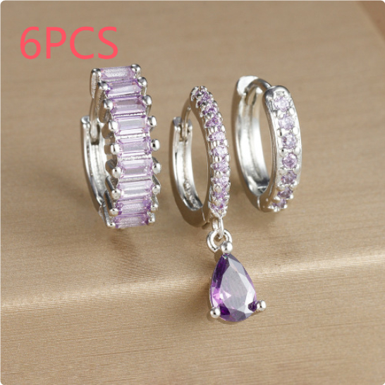 E1575 Silver Purple 6PCS