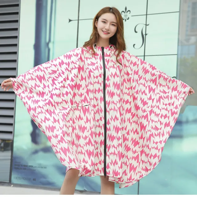 Japanese Cape style Raincoat Women's Long Hiking Fashion Light Cycling Pink Lightning - Shop at LoveMi
