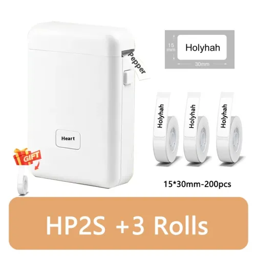 Specifications: HP2S With 4Roll White - Thermal Small Household Smart Bluetooth Labeling Machine