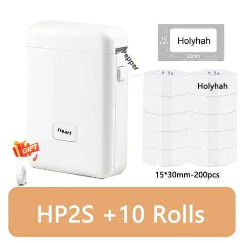 Specifications: HP2S With 11Roll White 15x30mm - Thermal Small Household Smart Bluetooth Labeling Machine