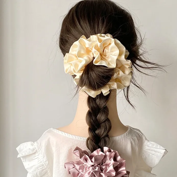Satin Pleated Headdress Flower Large Full Hydrangea