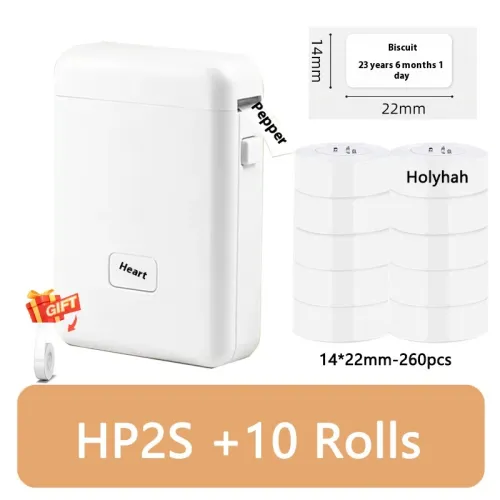Specifications: HP2S With 11Roll White 14x22mm - Thermal Small Household Smart Bluetooth Labeling Machine