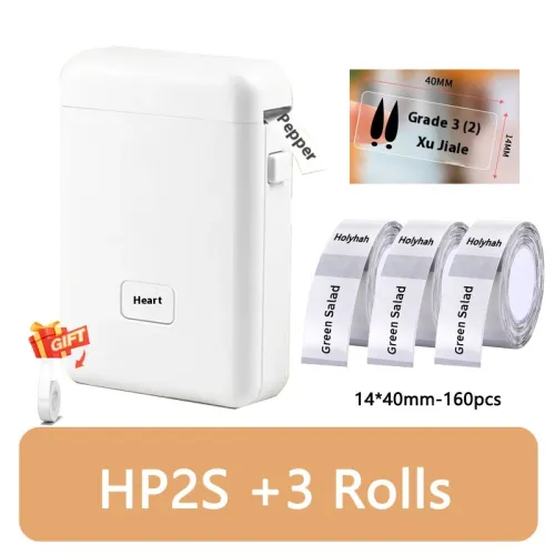 Specifications: HP2S With 4Roll transparent - Thermal Small Household Smart Bluetooth Labeling Machine