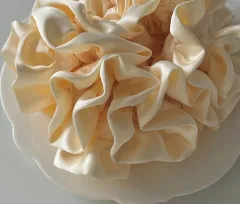 Satin Pleated Headdress Flower Large Full Hydrangea Hair Ring - Beige Champagne - View 1