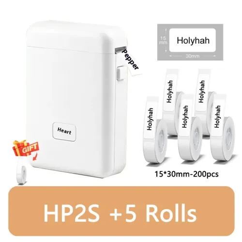 Specifications: HP2S With 6Roll White - Thermal Small Household Smart Bluetooth Labeling Machine