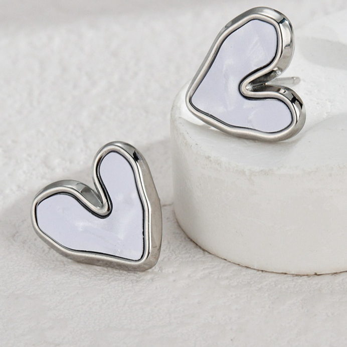 Irregular Heart Titanium Steel Women's Ear Studs