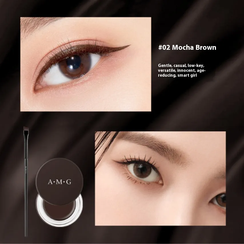 Quick-drying Waterproof Sweat-proof Not Smudge Makeup Creamy Eyeliner - Brown And Eyeliner Brush