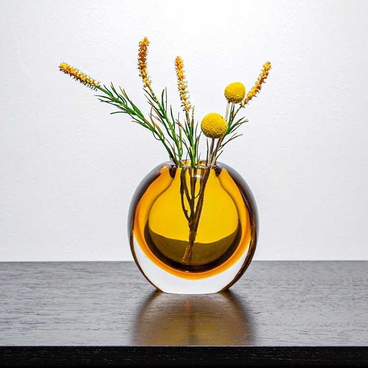 Flat Vase1314Amber