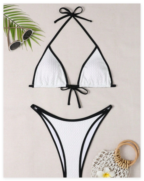 Covered Lace-up White Split Swimsuit