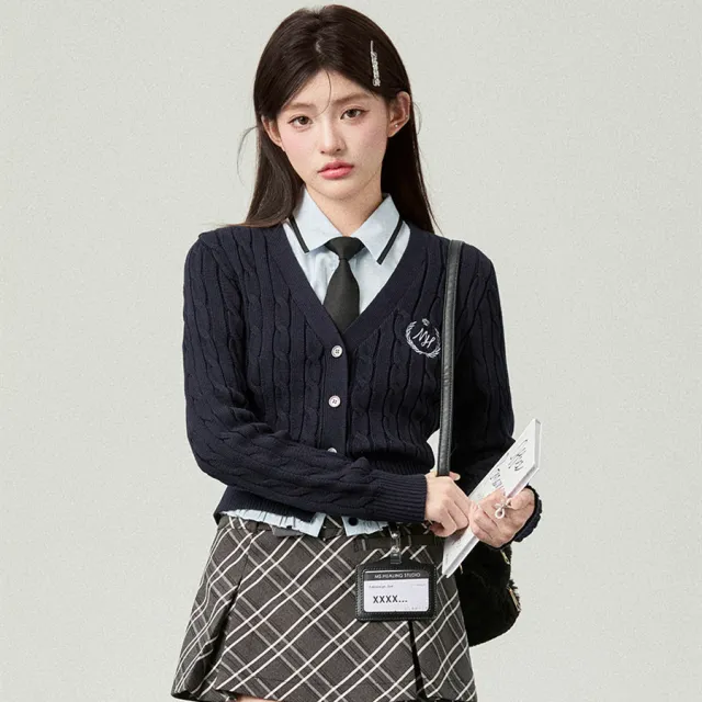 Women's Knitted Cardigan Waist Trimming Coat Violet Blue - Shop at LoveMi